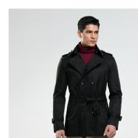 NEW LAKE秋冬新款英伦双排扣风衣男短款男士风衣修身商务休闲外套风衣