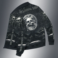 NEW LAKE春秋季新款夹克男士潮牌个性骷髅头嘻哈外套风衣棒球服修身飞行员风衣