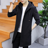 NEW LAKE风衣男中长款2020秋冬新款潮牌高中学生帅气大衣男士连帽夹克外套风衣