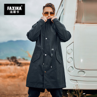 NEW LAKE法犀卡潮牌大码男装秋季宽松时尚高领风衣胖子加肥加大中长款外套风衣