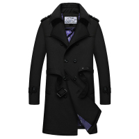 NEW LAKE秋季风衣男中长款时尚百搭翻领大衣中年男士风衣夹克春秋外套休闲风衣