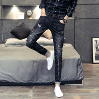 NEW LAKE紧身九分牛仔裤男潮牌破洞修身小脚长裤潮流韩版百搭2020秋季裤子牛仔裤