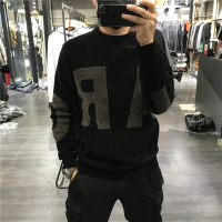 NEW LAKE法兰绒20秋冬新款男毛衣时尚潮流韩版落肩宽松青年文艺落肩针织衫毛衣