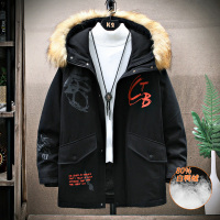 NEW LAKE羽绒服男中长款潮牌冬季青少年初中高中学生加厚保暖袄子男士外套羽绒服