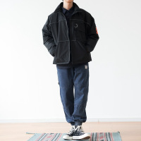 NEW LAKE友町 2020冬季 日系复古简约工装口袋立领羽绒服男青年潮牌外套厚羽绒服