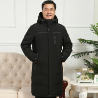 NEW LAKE反季清仓中老年男士羽绒服中长款爸爸装老年人过膝长款加厚外套冬羽绒服