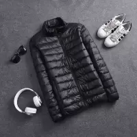 NEW LAKE秋冬轻薄羽绒服男士连帽休闲装立领短款轻便携大码中老年夹克外套羽绒服