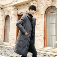 NEW LAKE反季羽绒服男士中长款青年装韩版冬季加厚学生装长款过膝男外套潮羽绒服