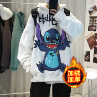 NEW LAKE史迪仔印花卫衣男秋冬季潮流百搭情侣装宽松休闲加绒加厚连帽上衣卫衣