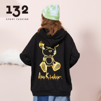 NEW LAKE132潮牌情侣卫衣小熊印花国潮宽松男女oversize帽衫加厚加绒外套卫衣