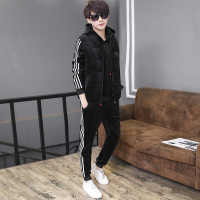 NEW LAKE男士卫衣套装金丝绒加绒加厚秋款情侣潮流三件套连帽运动冬季外套卫衣