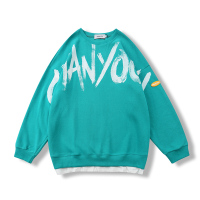 NEW LAKEVRF日系假两件复古卫衣男冬季加绒套头卫衣oversize情侣外套古着卫衣