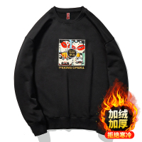 NEW LAKE中国风戏剧复古国潮刺绣冬季加绒加厚卫衣男圆领外套潮牌宽松大码卫衣