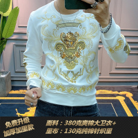 NEW LAKE2020秋季欧洲站卫衣男潮重工高端刺绣长袖T恤亮片上衣轻奢打底衫卫衣