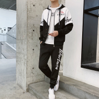 NEW LAKE秋冬新款卫衣初中学生男孩加绒连帽外套高中青少年休闲运动套装潮卫衣