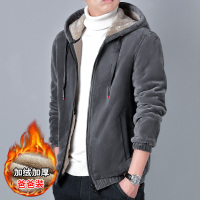 NEW LAKE卫衣男士外套冬季羊羔绒开衫连帽大码中老年加绒加厚爸爸装金丝绒卫衣