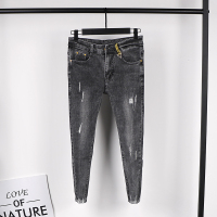 NEW LAKE紧身牛仔裤精神小伙九分裤潮牌网红裤子抖音潮男社会人修身小脚裤