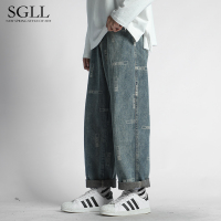 NEW LAKE秋冬牛仔裤男潮牌宽松秋季裤子韩版潮流百搭休闲长裤阔腿裤直筒裤