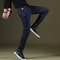 NEW LAKE深蓝牛仔裤秋季2020韩版潮流修身小脚裤子男潮牌原色男士百搭弹力