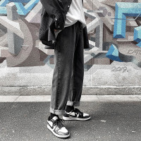 NEW LAKE马丁靴配什么裤子男2020春韩版潮流宽松黑色帅气直筒简阔脚牛仔裤