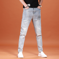 NEW LAKE2020秋冬款潮牌超火牛仔裤男修身小脚裤子潮流高端男士弹力休闲裤牛仔裤