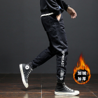 NEW LAKE秋冬季14青少年松紧腰加绒牛仔裤15男孩16初中学生17岁加厚休闲裤牛仔裤