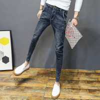 NEW LAKE牛仔裤男修身小脚韩版简约百搭休闲斜插口袋青年发型师裤子秋长裤牛仔裤