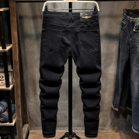 NEW LAKE秋冬款纯黑色牛仔裤男修身小脚长裤子男韩版潮流弹力休闲裤男百搭牛仔裤