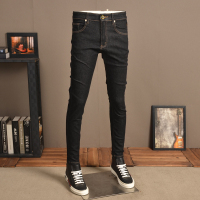 NEW LAKE秋季黑色牛仔裤男潮牌修身高弹力潮流韩版百搭原色休闲紧身小脚裤牛仔裤
