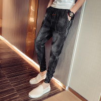 NEW LAKE秋季韩版修身网红牛仔长裤个性潮流裤子束脚裤男装小脚牛仔裤潮牌牛仔裤