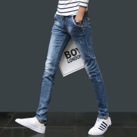 NEW LAKE牛仔裤男韩版潮流秋冬款2020男士弹力休闲修身小脚浅色长裤子潮牌牛仔裤