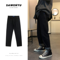 NEW LAKE子俊男装秋冬季黑色牛仔裤子男士韩版宽松潮流显瘦直筒裤百搭长裤牛仔裤