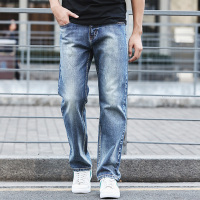 NEW LAKE大牛传说秋季复古赤耳丹宁牛仔裤男直筒宽松大码弹力窄幅阿美咔叽牛仔裤