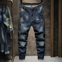 NEW LAKE冬季加绒加厚牛仔长裤男士韩版潮流百搭潮牌宽松哈伦裤子弹力小脚牛仔裤