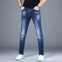NEW LAKE2020秋季男士牛仔裤修身小脚韩版潮流百搭破洞休闲弹力高端长裤男牛仔裤