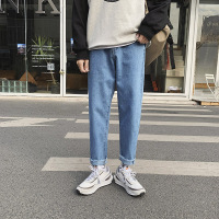 NEW LAKE青少年初中学生高中生直筒宽松九分牛仔裤男港风阔腿裤冬季秋冬款牛仔裤