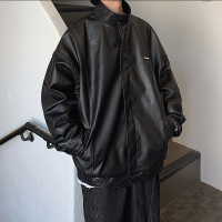 NEW LAKE超火cec机车皮衣男士潮牌痞帅立领夹克韩版秋款宽松潮流百搭外套夹克