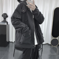 NEW LAKE机能工装外套男港风宽松bf复古秋季新款夹克百搭潮流多口袋连帽衫夹克