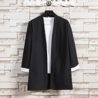 NEW LAKE中国风道袍男古风仙气男装开衫外套亚麻布上衣改良汉服棉麻料唐装夹克