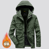 NEW LAKE冬季男士加绒军工装夹克军绿色多兜宽松加厚外套防风防水男夹克