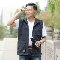 NEW LAKE多口袋春秋薄款男士马甲中老年爸爸宽松多兜背心马夹父亲工装外套夹克