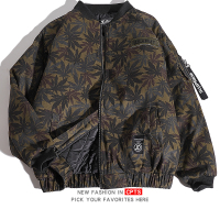 NEW LAKE潮牌麻叶迷彩冬季棉衣日系青年军事风飞行夹克棉服情侣短款厚棉袄夹克