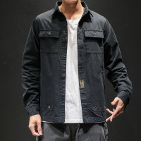 NEW LAKE工装外套男春秋2020年薄款痞帅很仙军绿衬衫夹克男士大码宽松胖子夹克