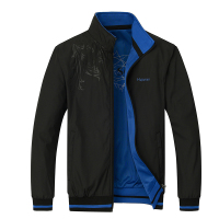 NEW LAKE秋季夹克男中老年人外套薄双面穿大红色加肥大码本命年爸爸春秋装夹克