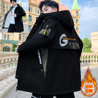 NEW LAKE外套男2020新款秋冬季加绒加厚外衣服韩版潮流中长款风衣男士夹克夹克