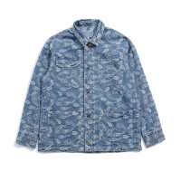 NEW LAKEOllieo日系潮牌潮流阿美咔叽美式复古腰果花牛仔夹克男春秋季外套夹克