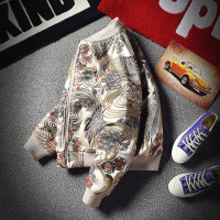 NEW LAKE秋季刺绣仙鹤夹克男潮流社会大码棉衣网红同款情侣外套男精神小伙夹克