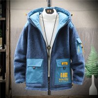 NEW LAKE秋冬季新款夹克男高中学生羔毛加绒加厚外套青少年冬装保暖棉衣夹克