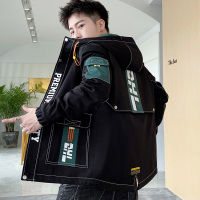 NEW LAKE青少年外套男春秋加绒加厚工装夹克冬季初中高中学生派克棉衣服潮夹克