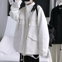 NEW LAKE盐系工装外套女炸街机能风日系夹克bf风设计感港风白色棒球服男夹克